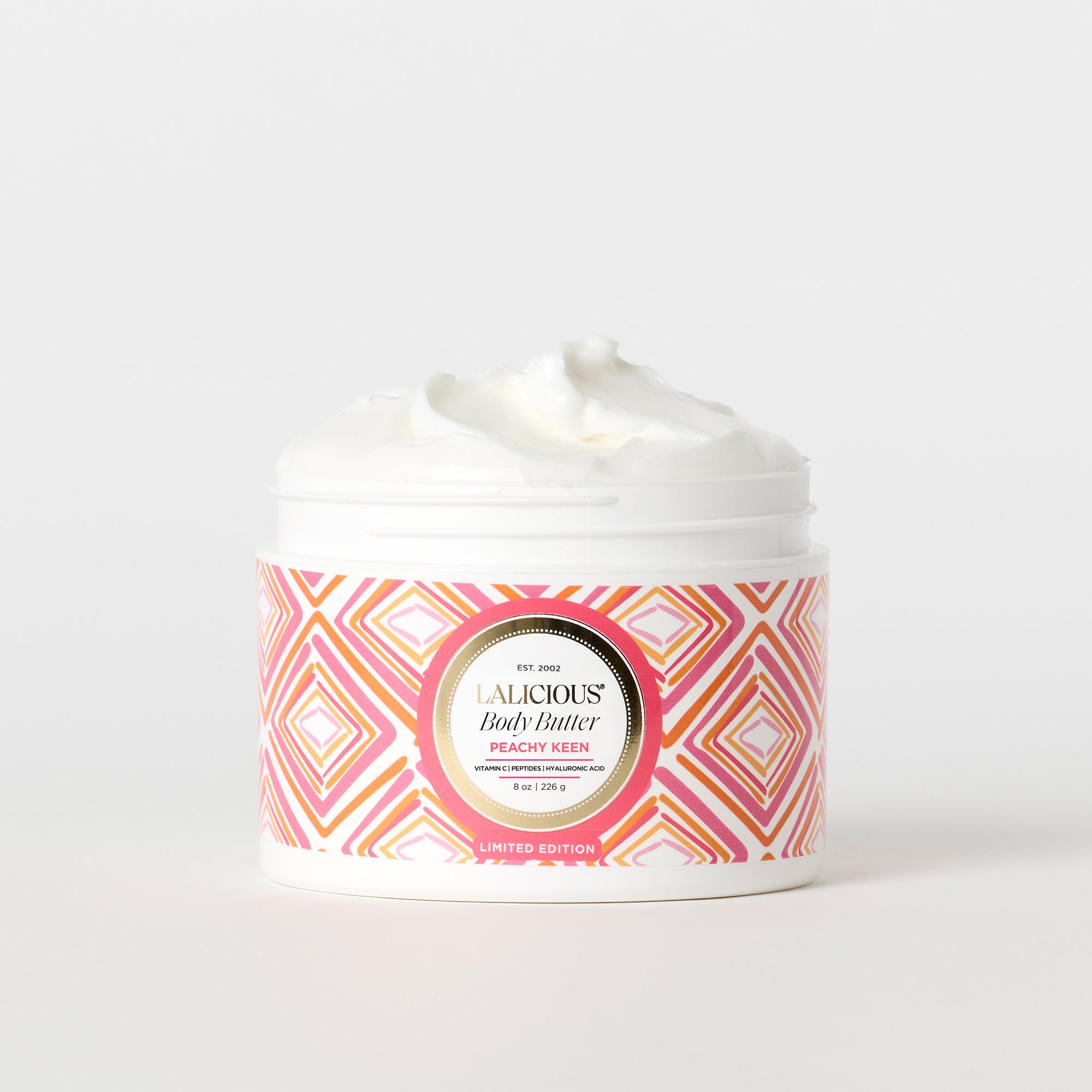Peachy Keen Body Butter with no cap on a white background - LALICIOUS