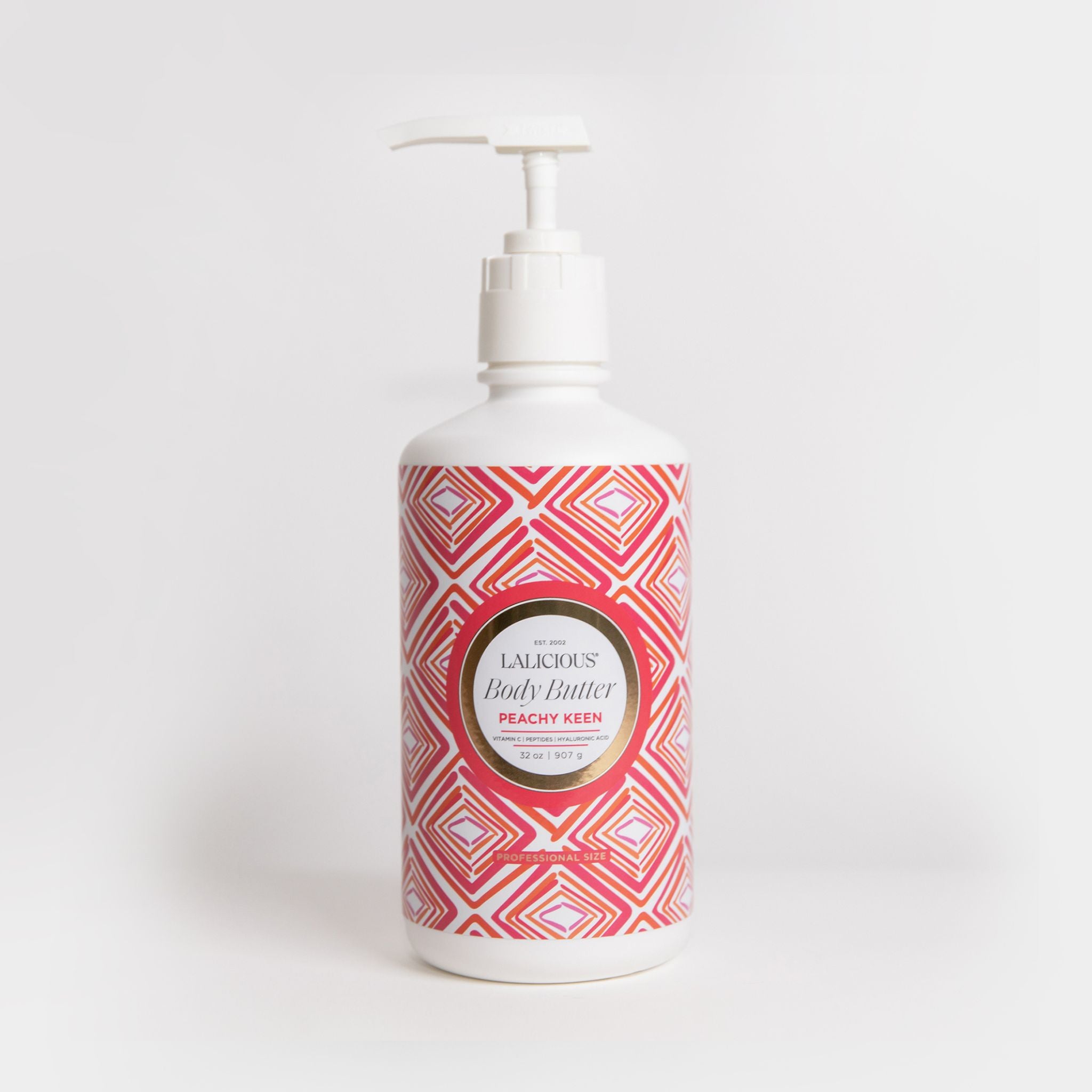 Peachy Keen Body Butter 32 oz Jar with Pump on a white background - LALICIOUS