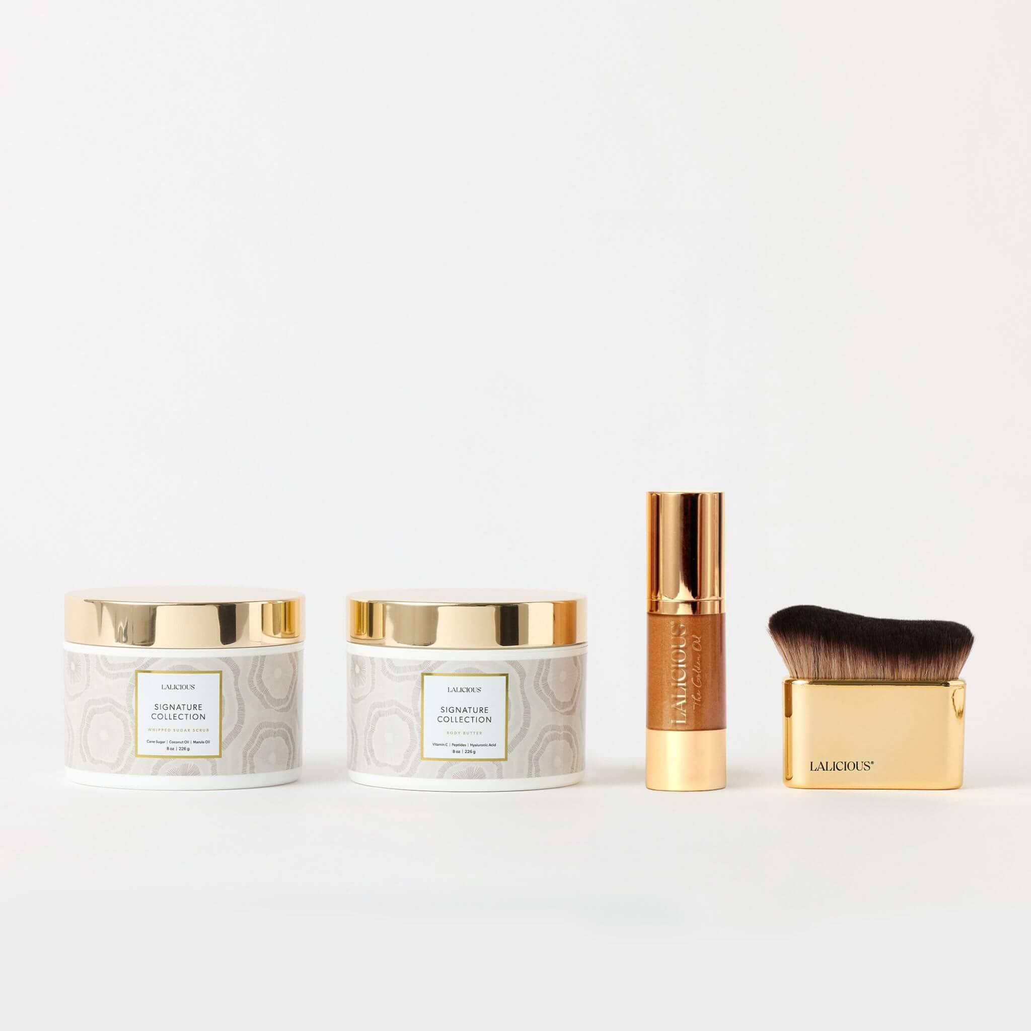The Signature Spa Collection - Body Butter, Body Scrub, Golden Oil and Body Brush. LALICIOUS