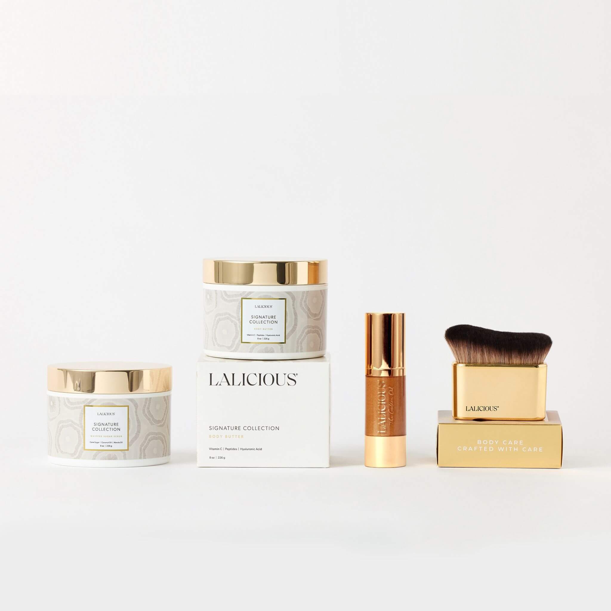 The Signature Spa Collection -Body Scrub, Body Butter, Golden Oil and Body Brush. LALICIOUS