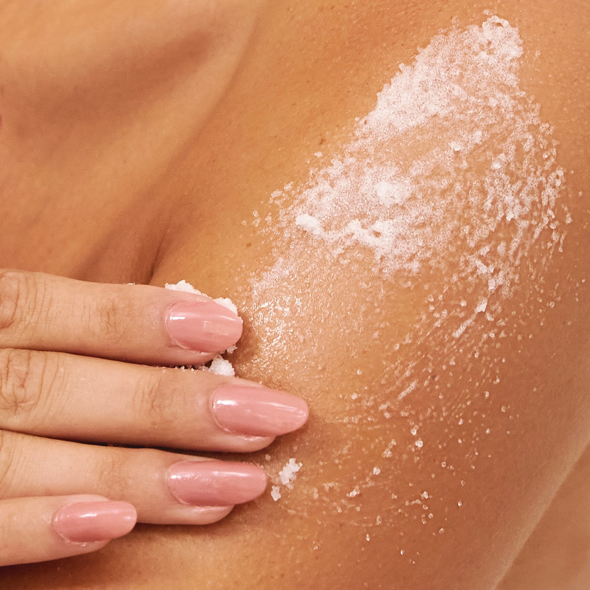 The Signature Collection close up of Sugar Scrub on skin of model - LALICIOUS