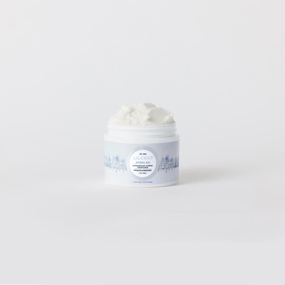 Après Ski 2oz Scrub jar without a cap on a white background LALICIOUS
