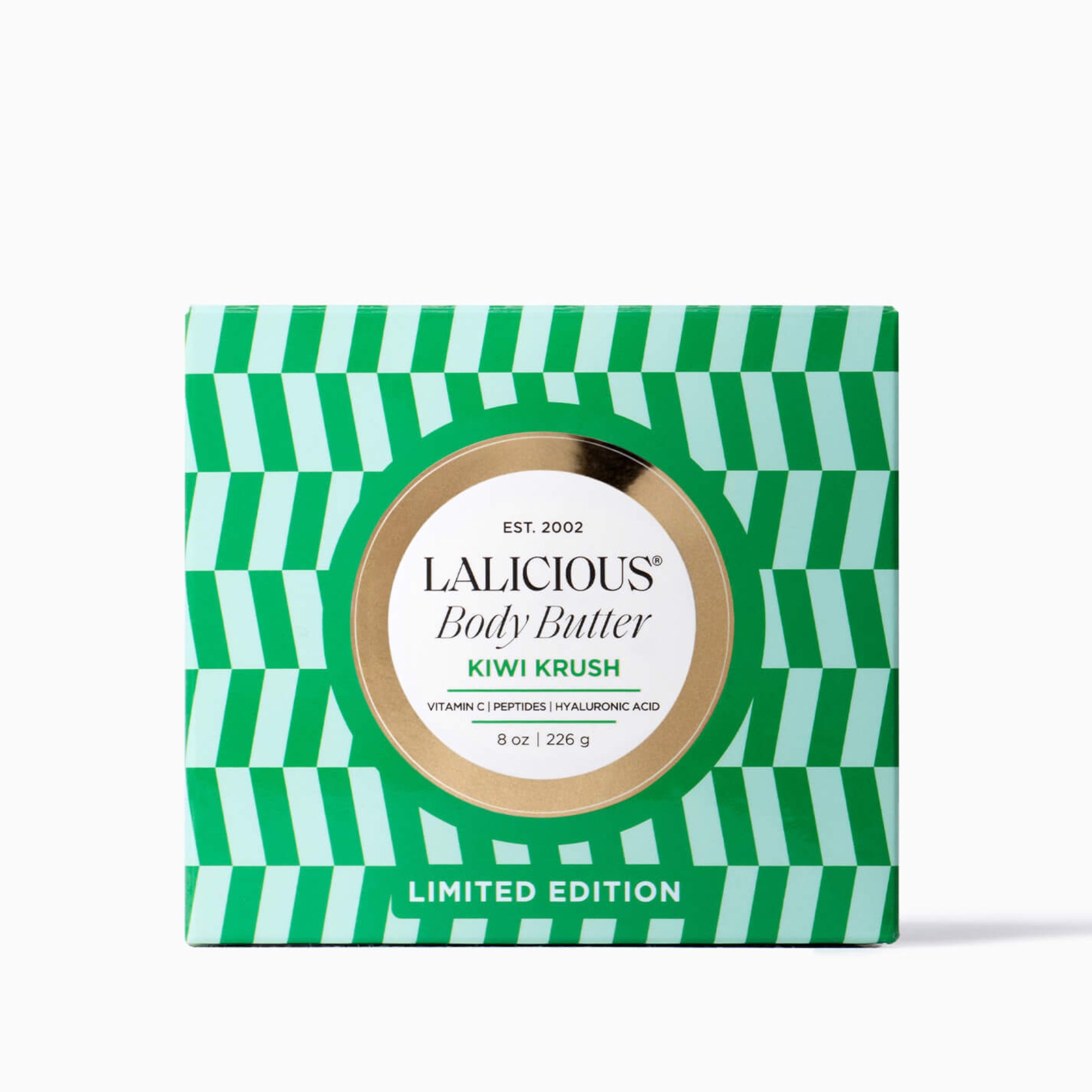 Kiwi Krush Body Butter Box with a green checkered pattern on a white background - LALICIOUS