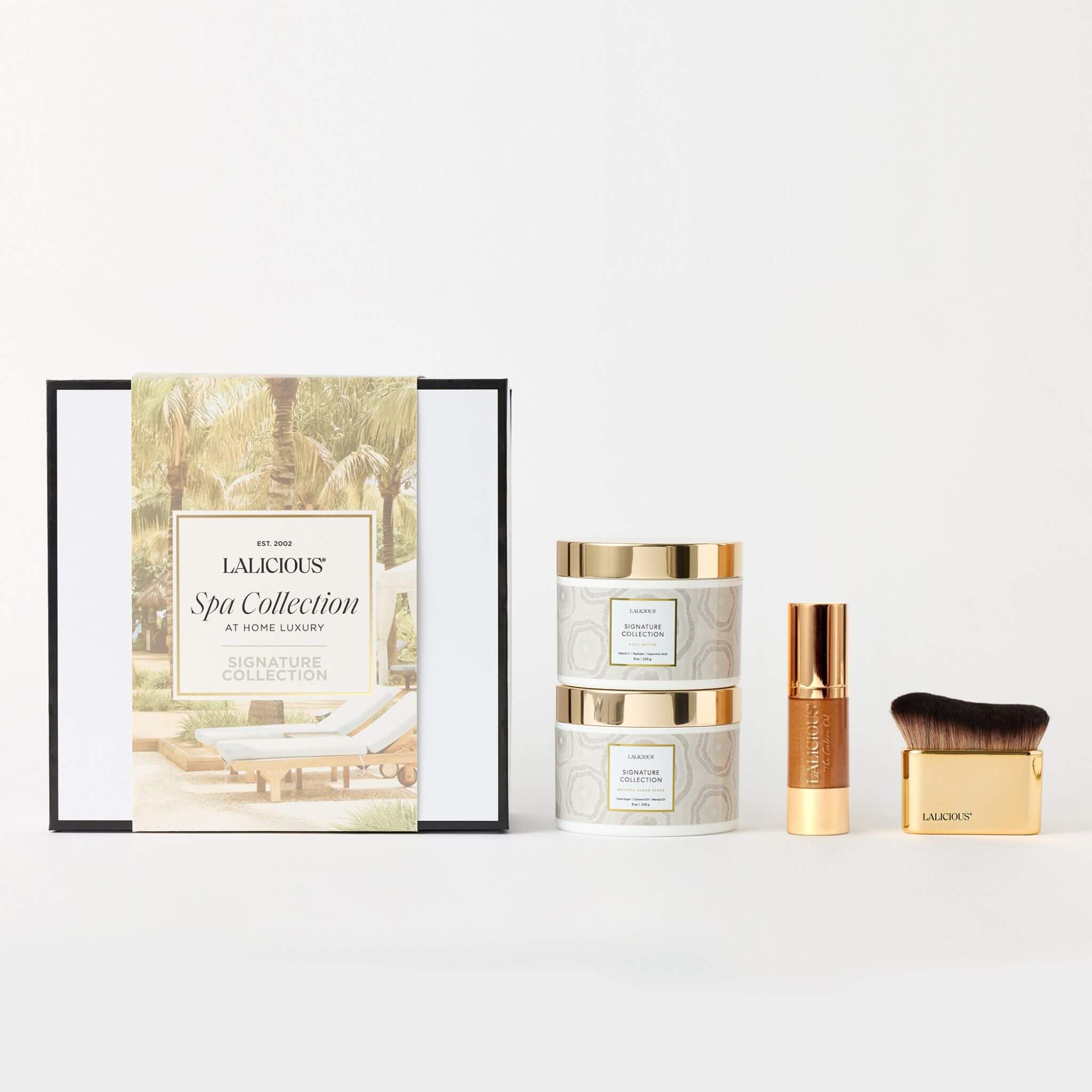 The Signature Spa Collection - Box, Signature Body Scrub, Body  Butter and Golden Oil, Body Brush. LALICIOUS